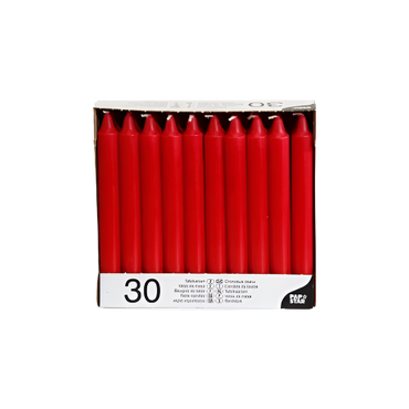 Pack of 30 Red 8-Inch Table Candles – Elegant Long-Burning Dinner Candles